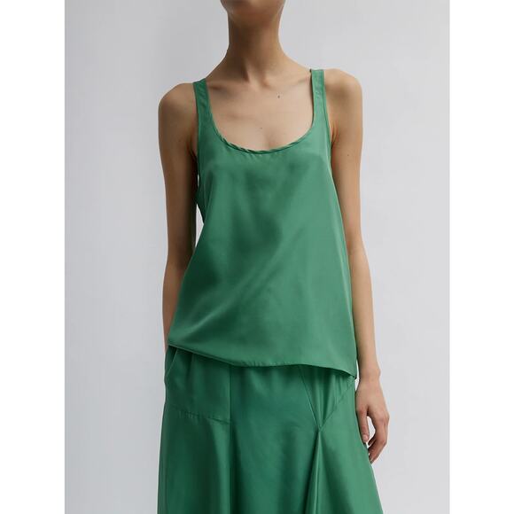 TIBI Silk Habutai Tank Top Womens 2 Green Tea Lightweight Layering NEW - Picture 3 of 16